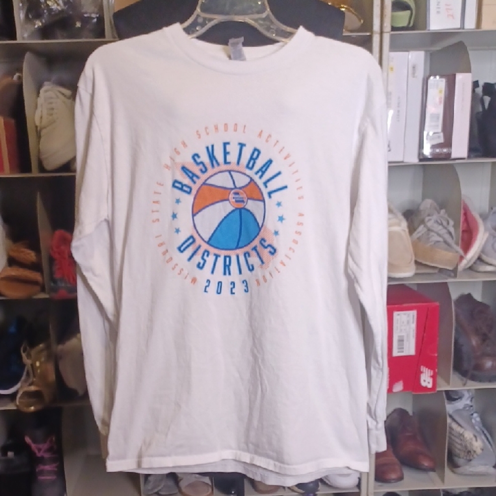 Gildan White Long Sleeve Basketball Districts Shirt
